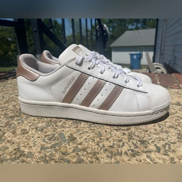 Women’s Rose Gold Adidas Superstar Sneakers - Picture 2 of 10